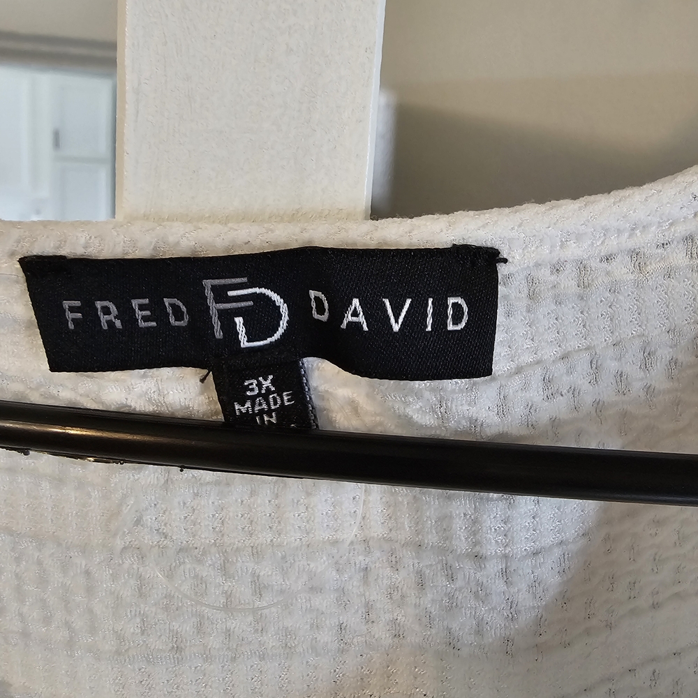 3x Plus Size White Knit Tie-Neck Peasant Tunic